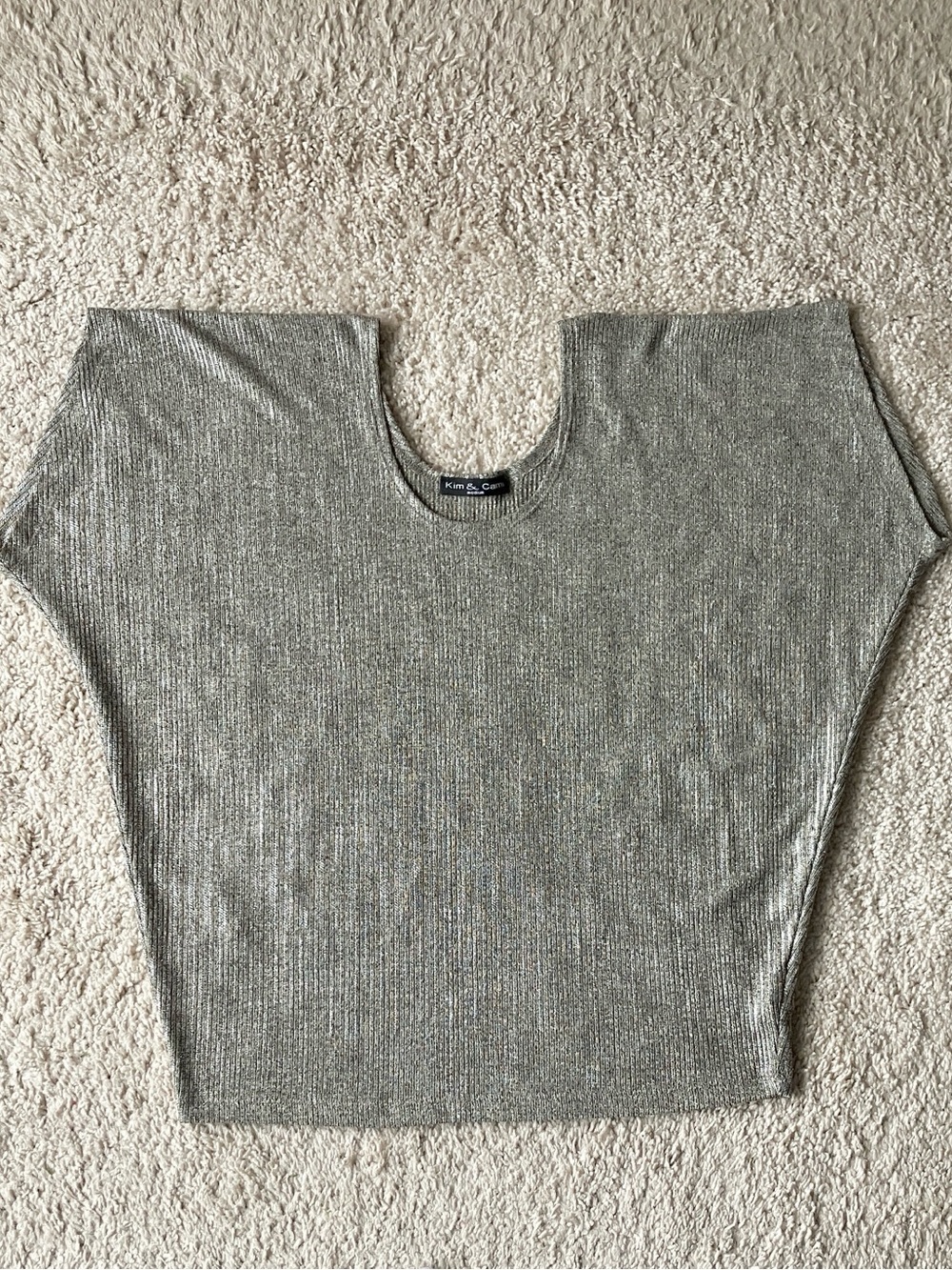 Kim & Cami | Metallic Dolman Sleeve Knit Top